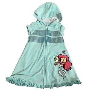 Disney Ariel Little Mermaid Hooded Swim Cover Up Girl Toddler Size 3 Sequin